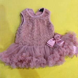 Olivia Rose Tutu dress-Pink Rosette Tulle Baby Dress